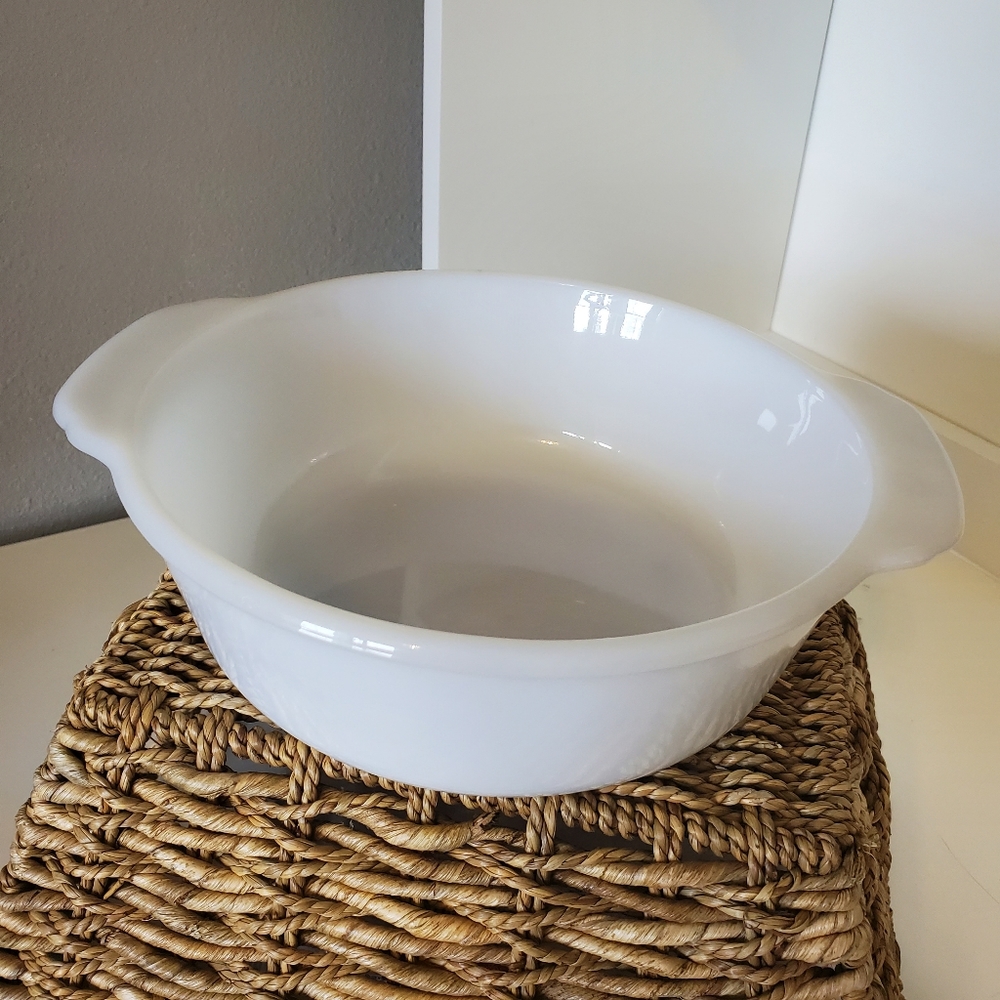 Vintage Fire King 8 inch milk white glass bowl 1960's